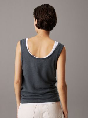 ebony slim linen jersey tank top for women calvin klein