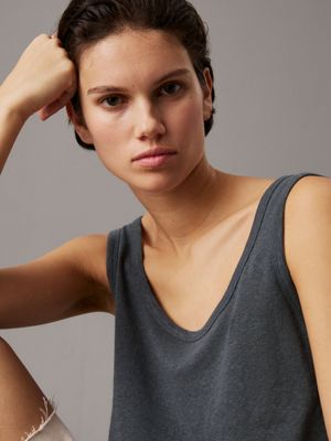 ebony slim linen jersey tank top for women calvin klein