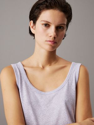 lilac gray slim linen jersey tank top for women calvin klein