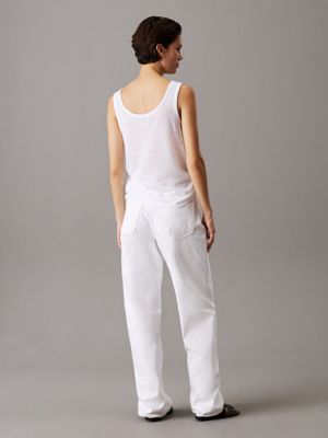 brilliant white slim linen jersey tank top for women calvin klein