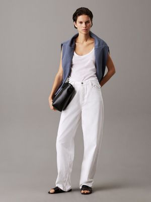 brilliant white slim linen jersey tank top for women calvin klein