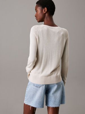 chalk heather viscose silk cardigan jumper for women calvin klein