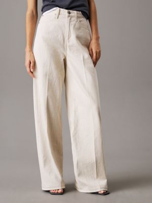 denim high rise wide leg jeans for women calvin klein