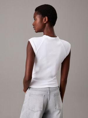 brilliant white slim sleeveless top for women calvin klein