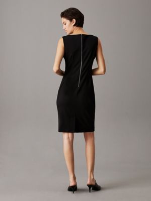 ck black slim scuba gathered dress for women calvin klein