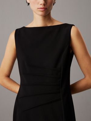 ck black slim scuba gathered dress for women calvin klein