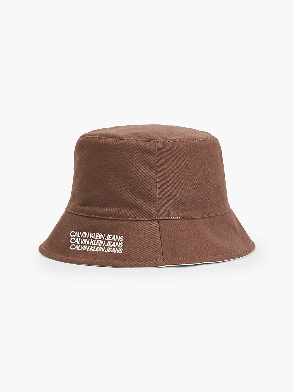 OFF WHITE/ BROWN Omkeerbare Bucket Hat Van Biologisch Katoen undefined unisex Calvin Klein