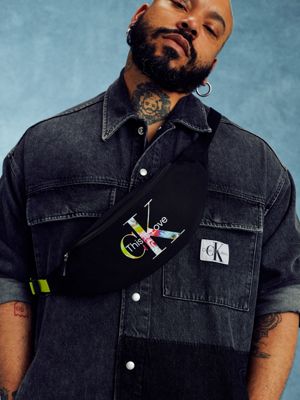 black recycled polyester bum bag - pride for unisex calvin klein jeans