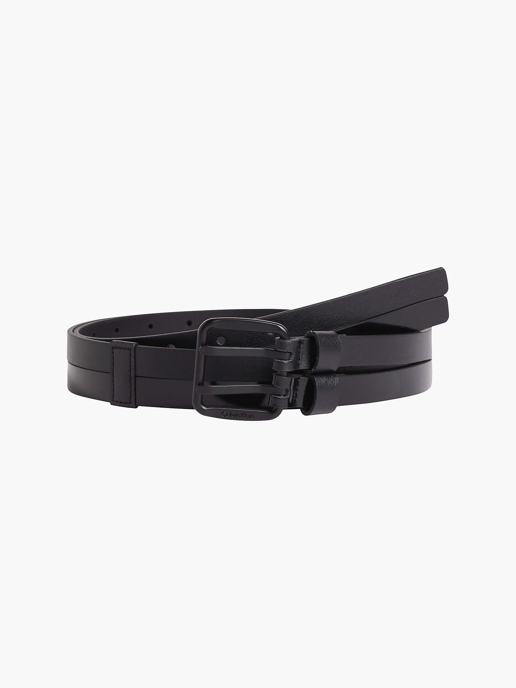 Black/black Leather Unisex Double Belt undefined unisex Calvin Klein