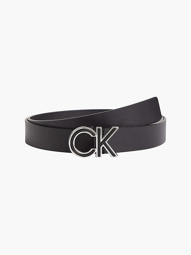 CK BLACK Leather Unisex Logo Belt for unisex CALVIN KLEIN