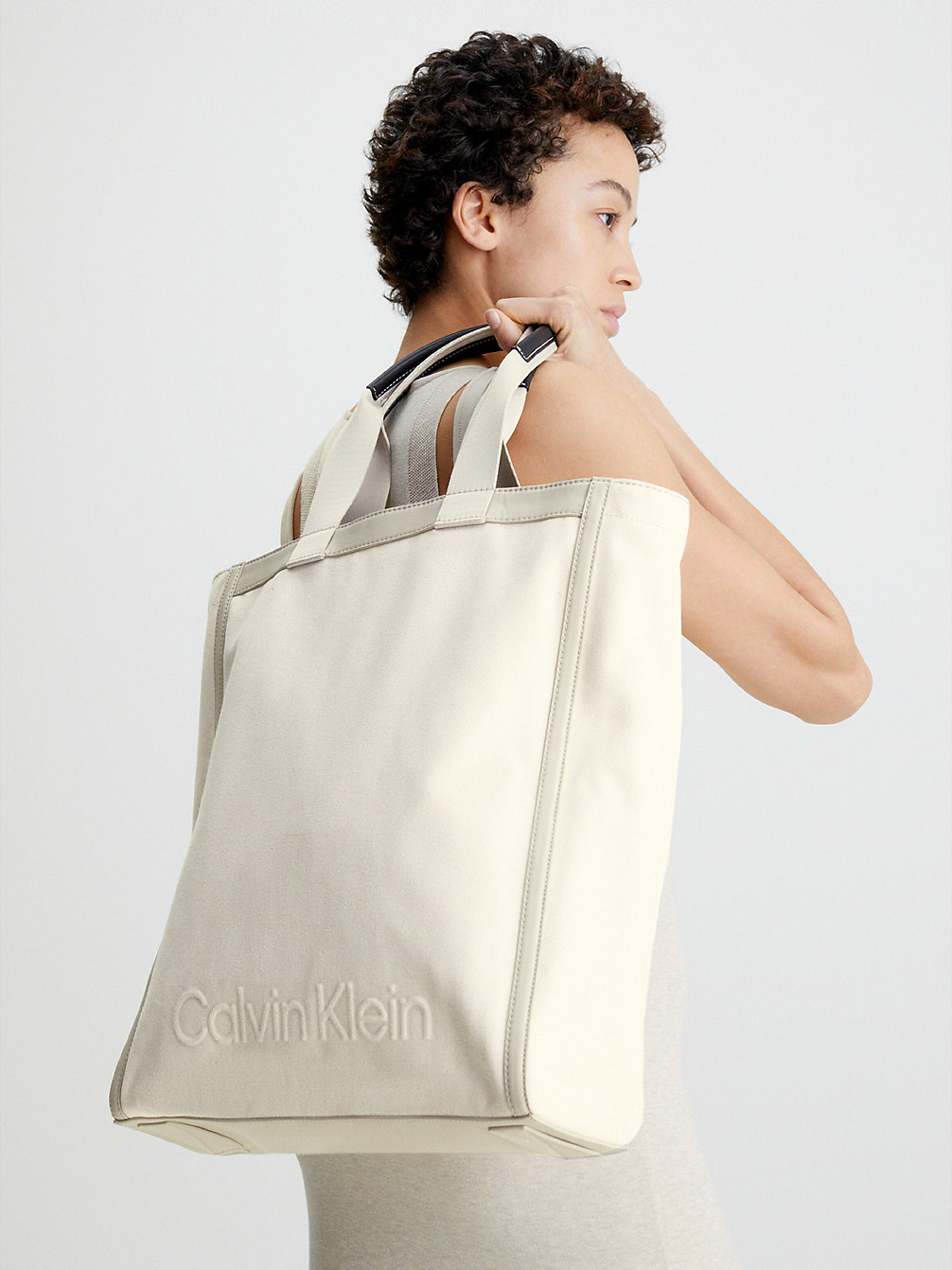 STONY BEIGE Sustainable Canvas Tote Bag undefined unisex Calvin Klein
