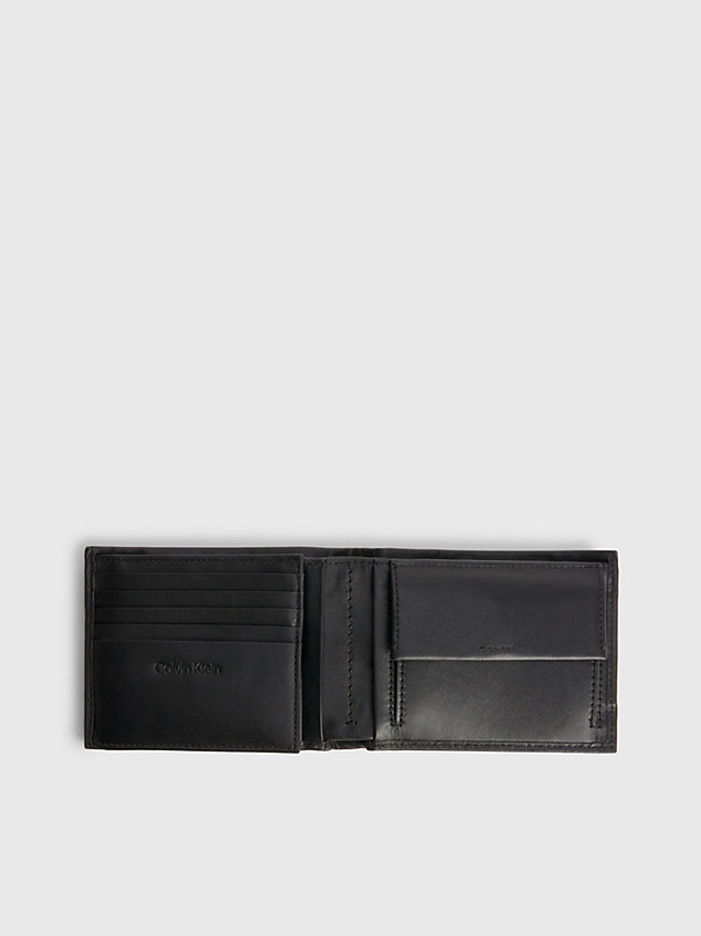 cartera de piel con compartimento para billetes y monedero black de hombre calvin klein