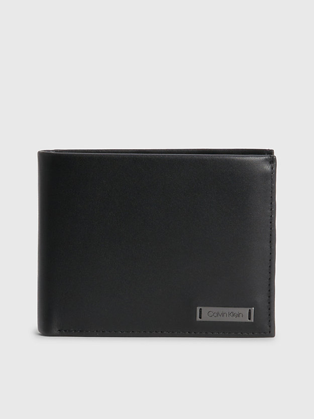 cartera de piel con compartimento para billetes y monedero black de hombre calvin klein