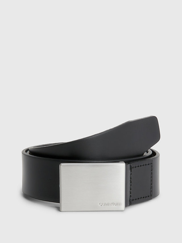 Black Leather Plaque Belt undefined men Calvin Klein