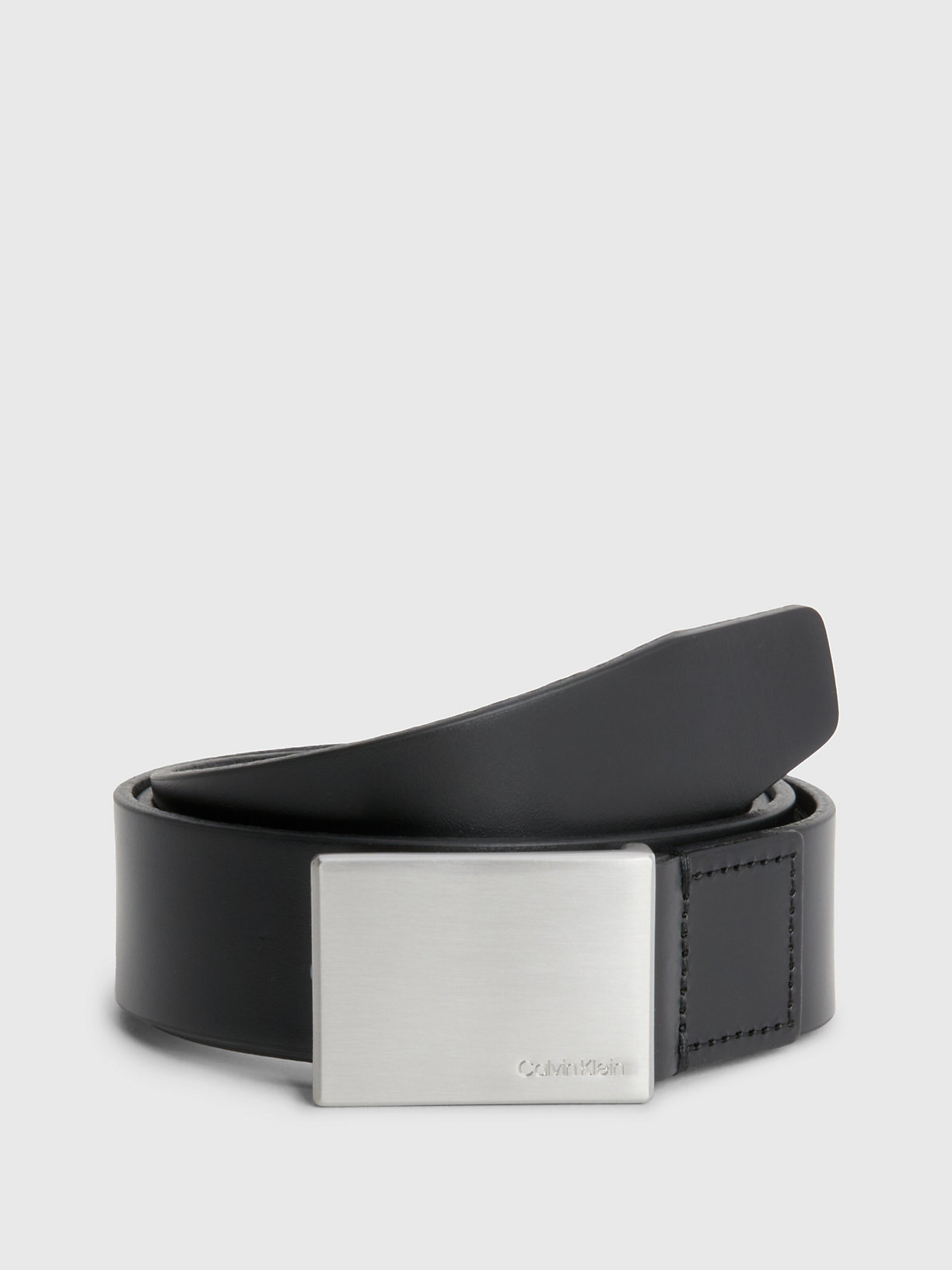 BLACK Leather Plaque Belt for men CALVIN KLEIN