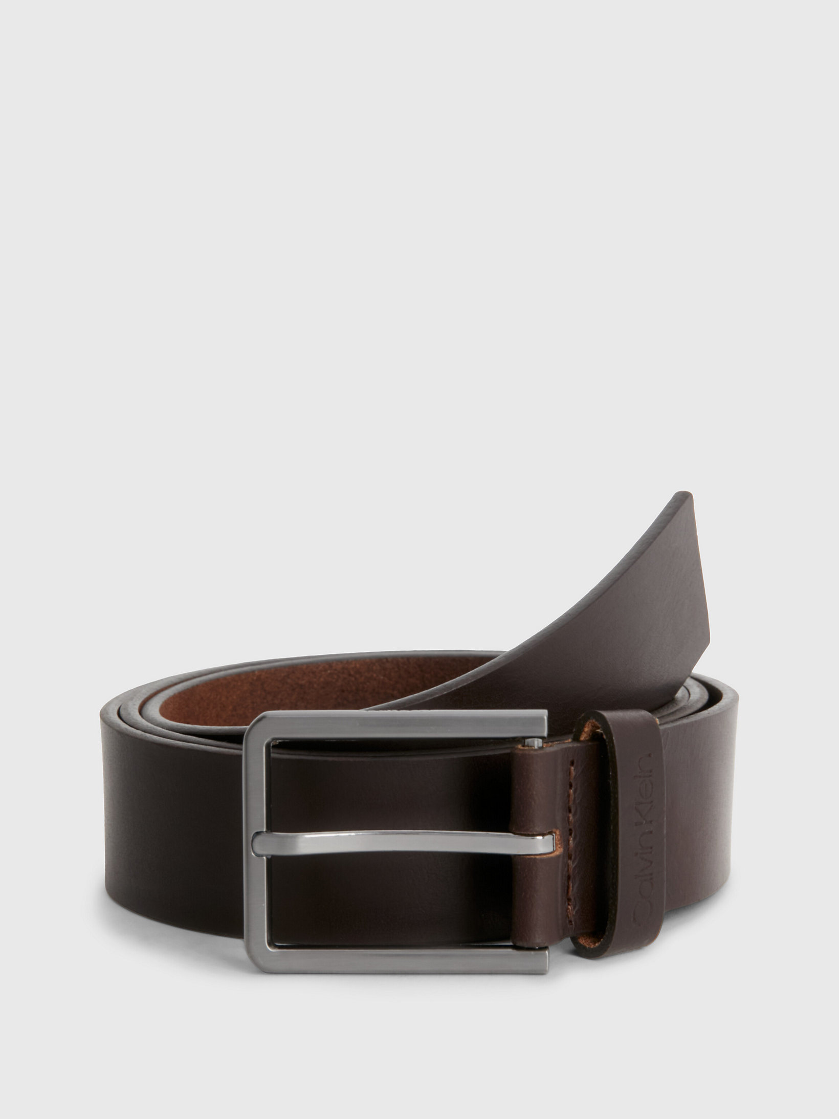 Dark Brown Leather Belt undefined men Calvin Klein