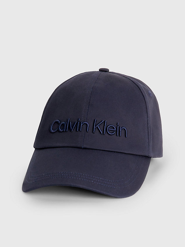 blue organic cotton cap for men calvin klein