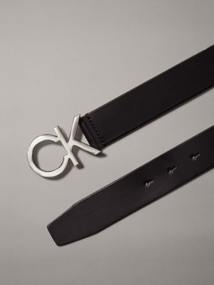 ck black leather logo belt for men calvin klein