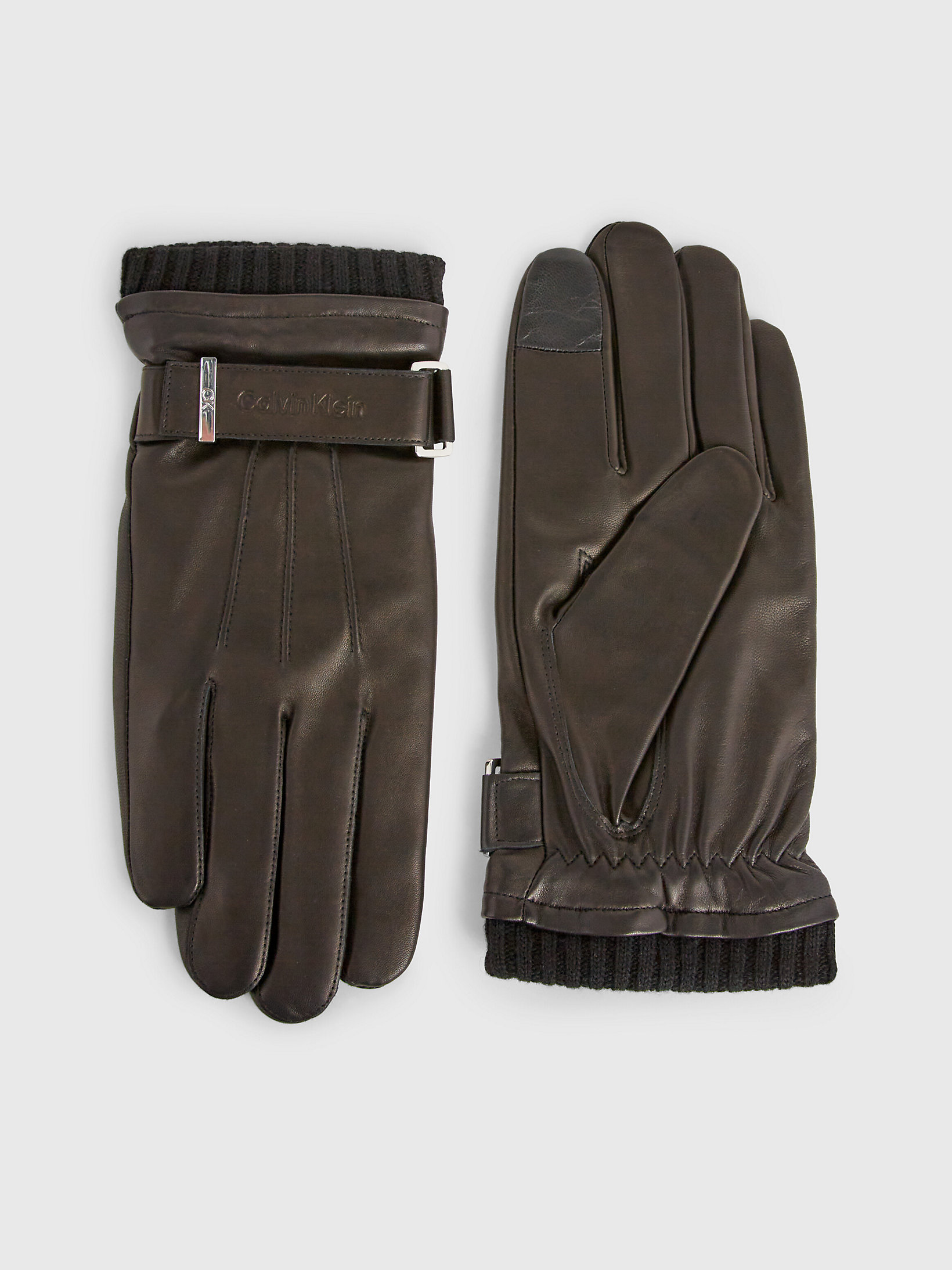 CK Black Leather Gloves undefined men Calvin Klein
