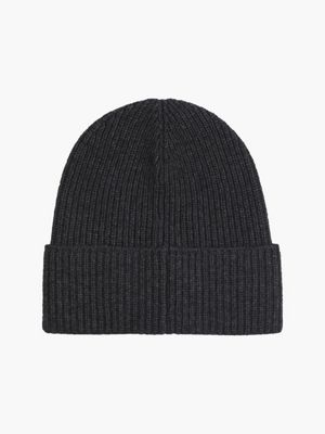 CK BLACK Recycled Wool Blend Beanie for men CALVIN KLEIN