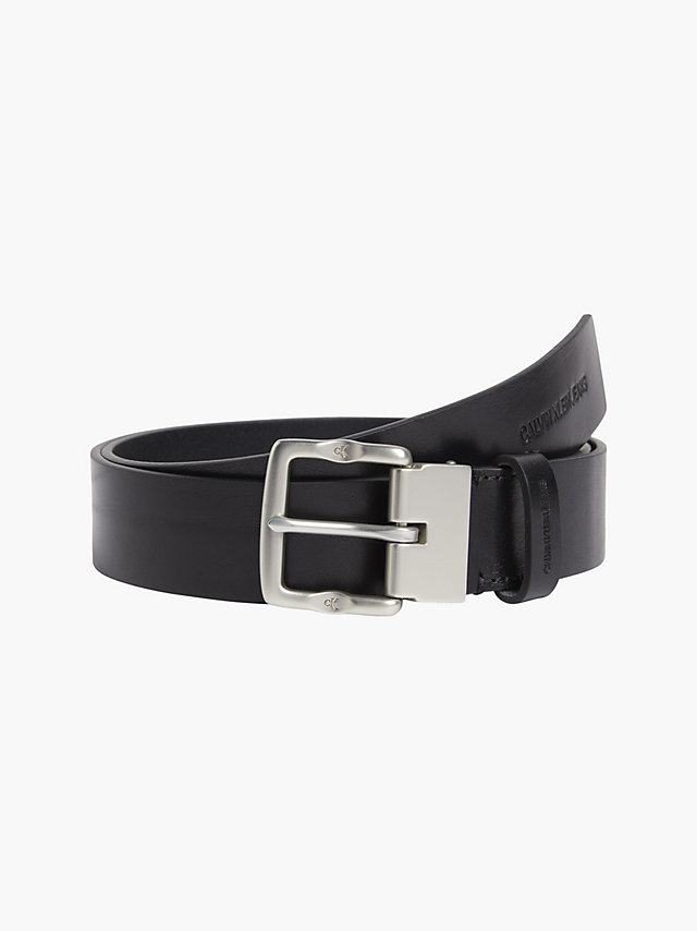 Black 2 Buckle Leather Belt Gift Set undefined men Calvin Klein