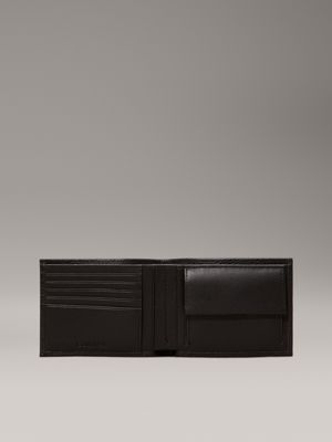 ck black leather rfid billfold wallet for men calvin klein