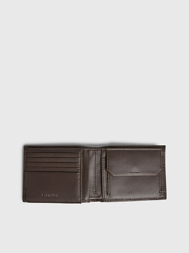 dark brown leather rfid trifold wallet for men calvin klein