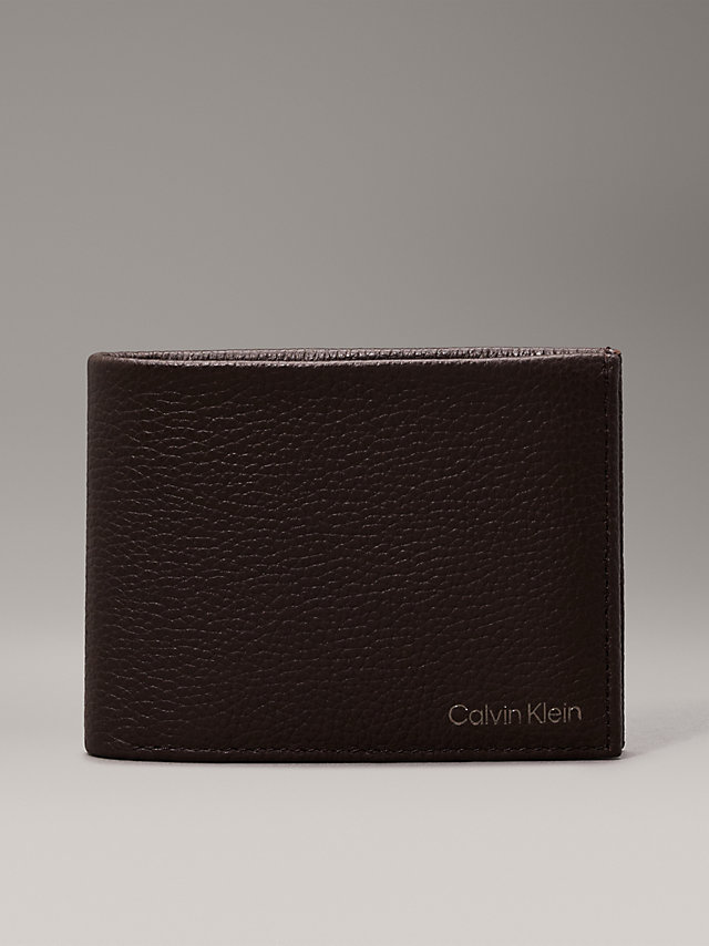 Dark Brown Leather Rfid Trifold Wallet undefined men Calvin Klein