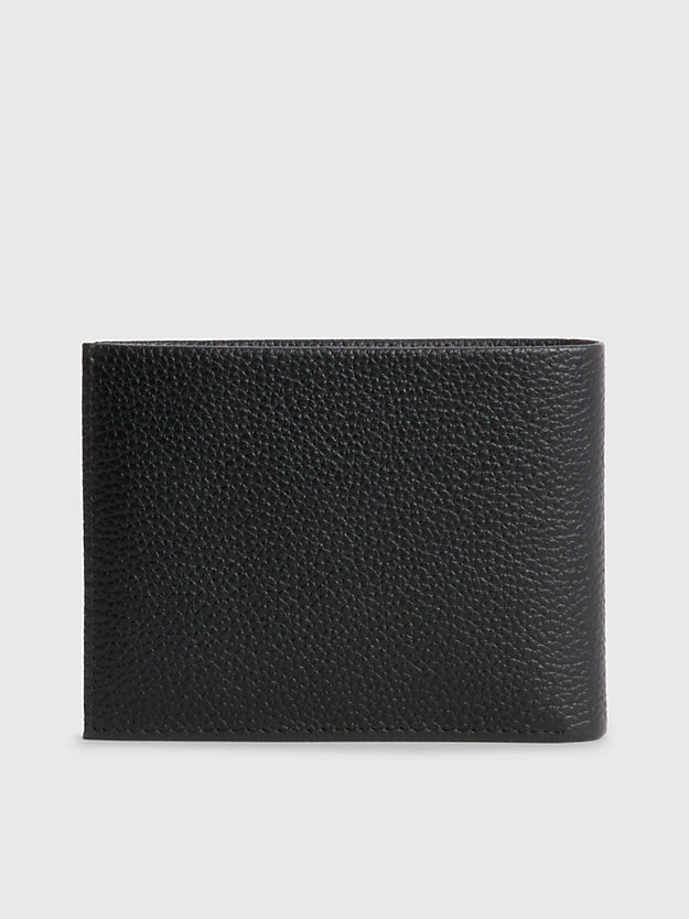 ck black leather rfid trifold wallet for men calvin klein