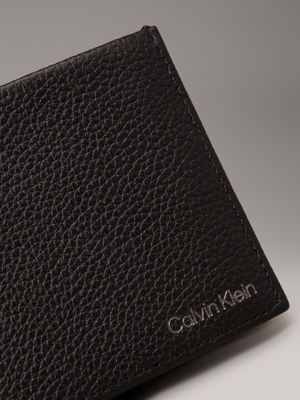 ck black leather rfid trifold wallet for men calvin klein