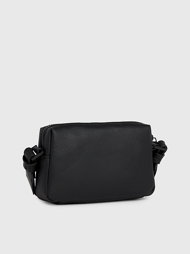 black faux leather crossbody bag for men calvin klein