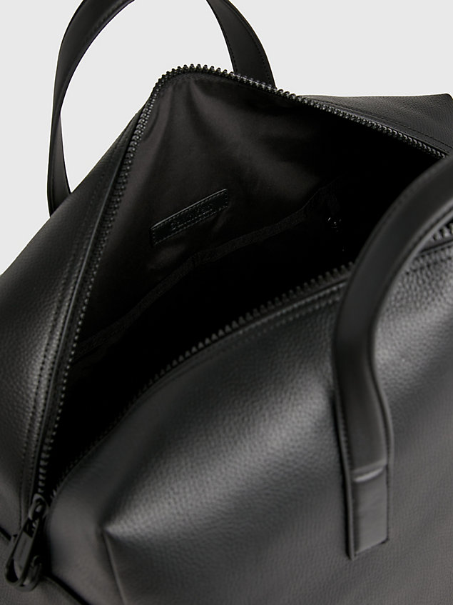 black faux leather weekend bag for men calvin klein