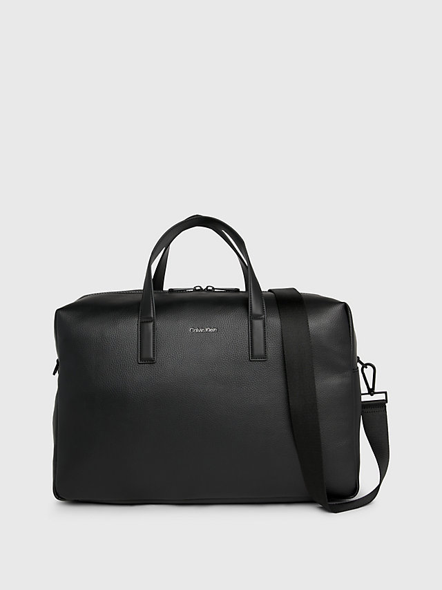 CK Black Recycled Faux Leather Weekend Bag undefined men Calvin Klein
