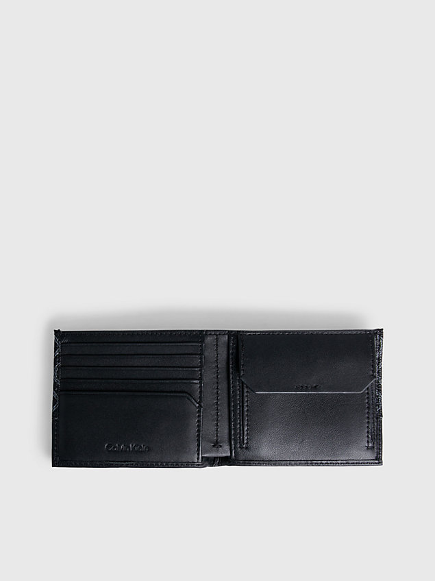 black składany portfel dwuczęściowy z logo i blokadą rfid dla mężczyźni - calvin klein