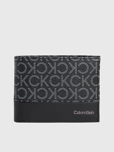 black rfid-portemonnaie mit logo für herren - calvin klein