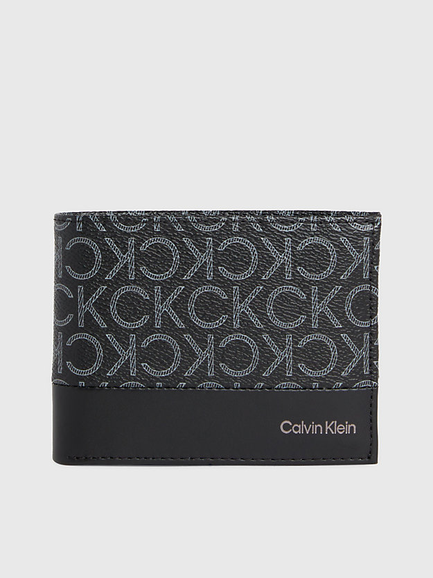 cartera con compartimento para billetes y monedero rfid con logo black classic mono de hombre calvin klein