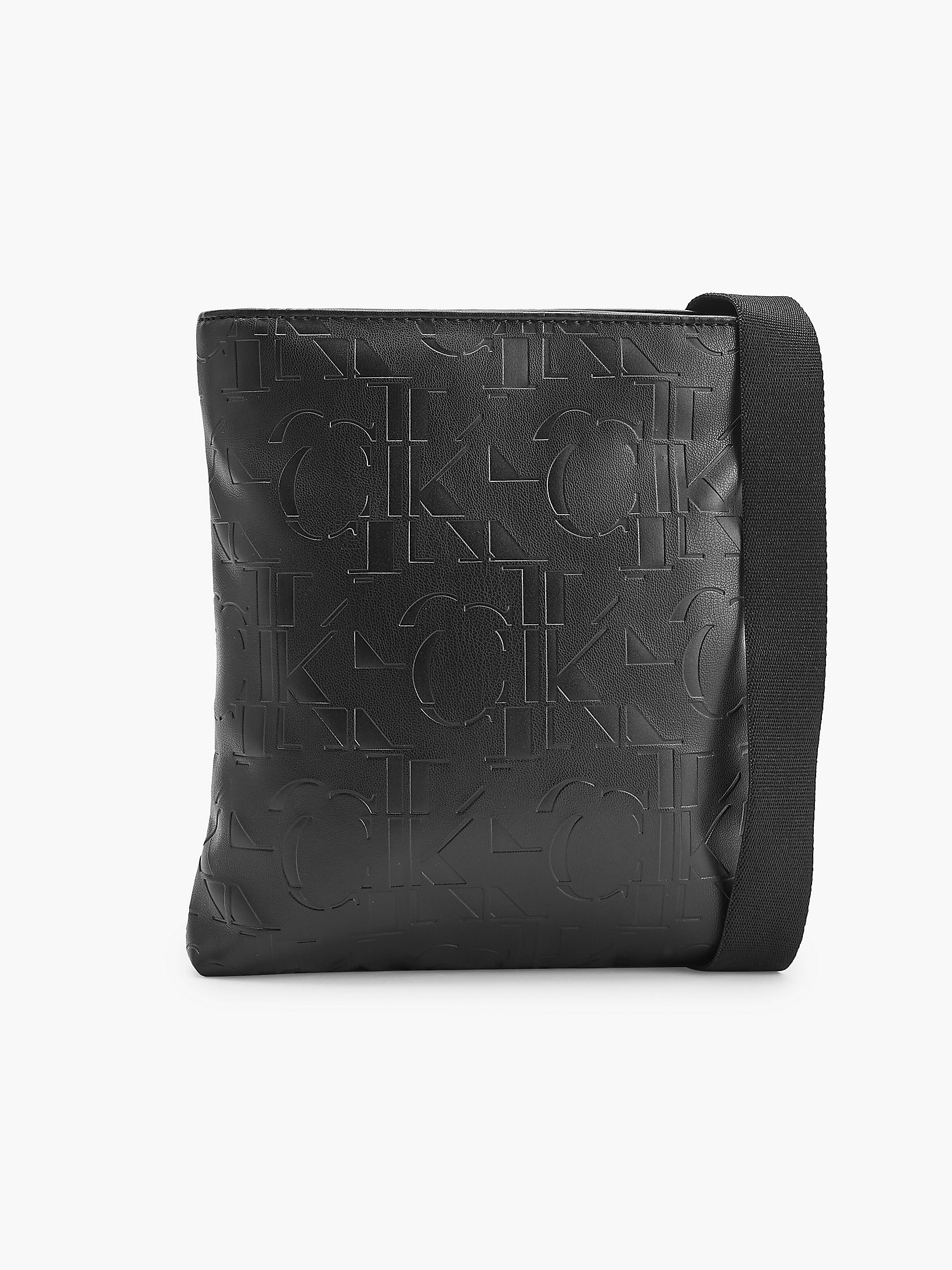Black Flat Embossed Crossbody Bag undefined men Calvin Klein