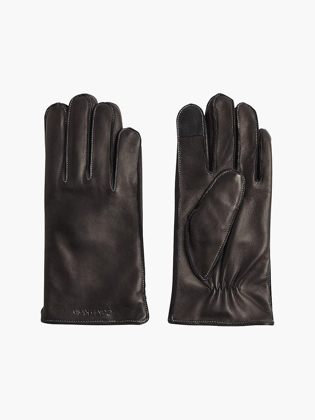 CK BLACK Leather Gloves undefined men Calvin Klein