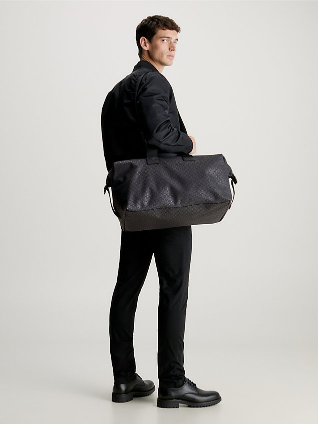 black torba weekendowa z logo dla mężczyźni - calvin klein