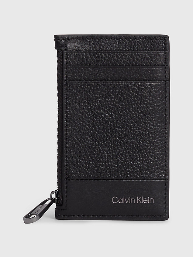 porte-cartes en cuir zippé black pour hommes calvin klein
