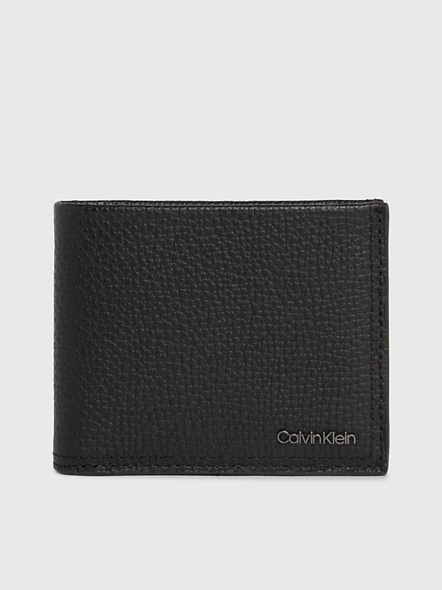 black leather rfid slimfold wallet for men calvin klein