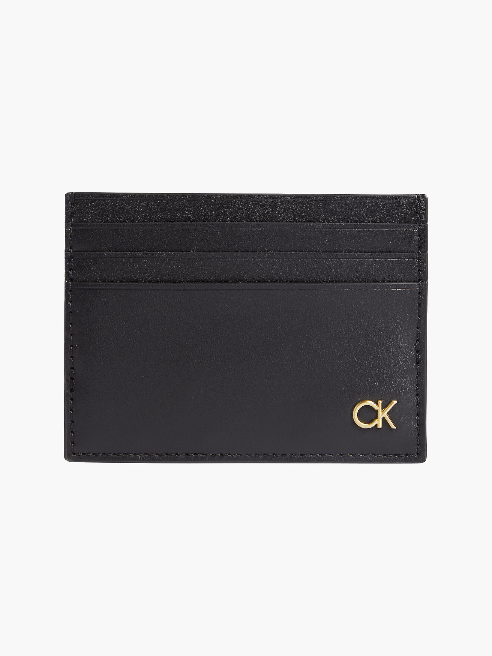 CK Black Leather Cardholder With Clip undefined men Calvin Klein