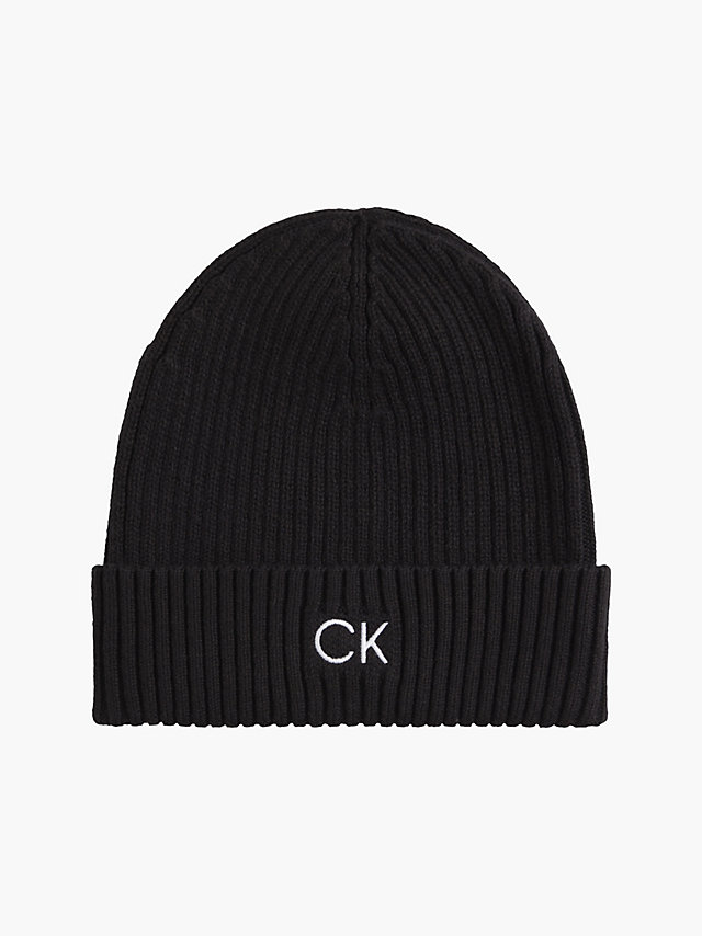 CK Black Organic Cotton Blend Beanie undefined men Calvin Klein