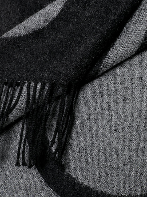 ck black wool logo jacquard scarf for men calvin klein