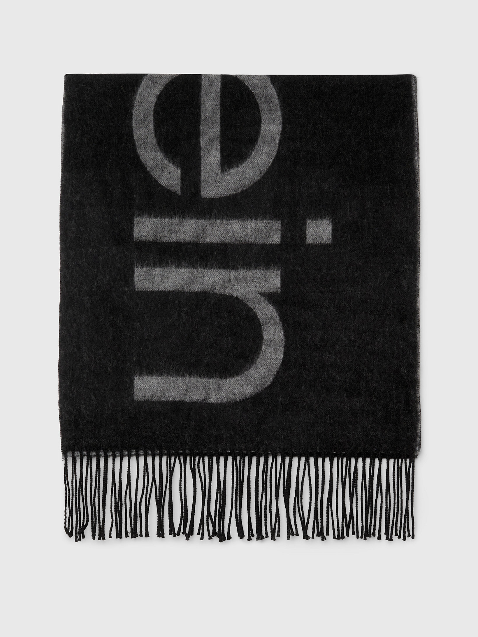 CK Black Wool Logo Jacquard Scarf undefined men Calvin Klein