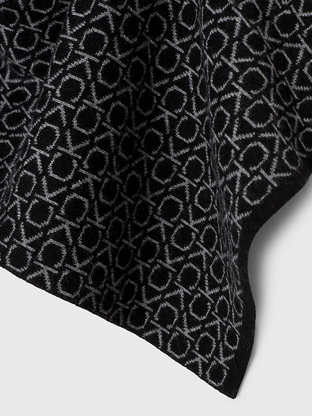 ck black wool blend logo scarf for men calvin klein