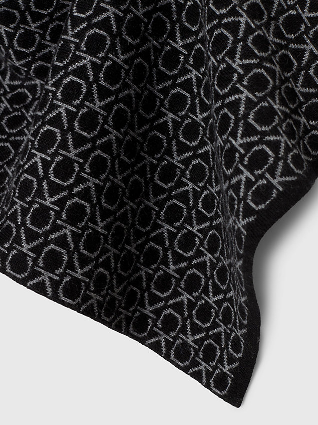 bufanda de mezcla de lana con logo black de hombre calvin klein