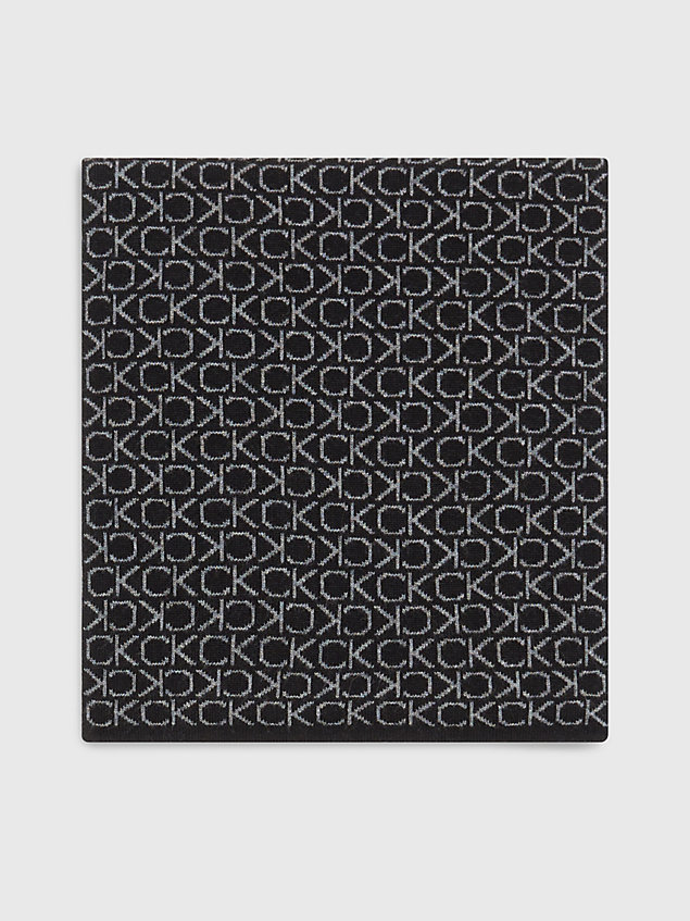 écharpe en laine mélangée avec logo black pour hommes calvin klein