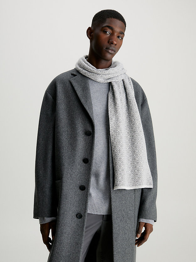 medium charcoal wool blend logo scarf for men calvin klein