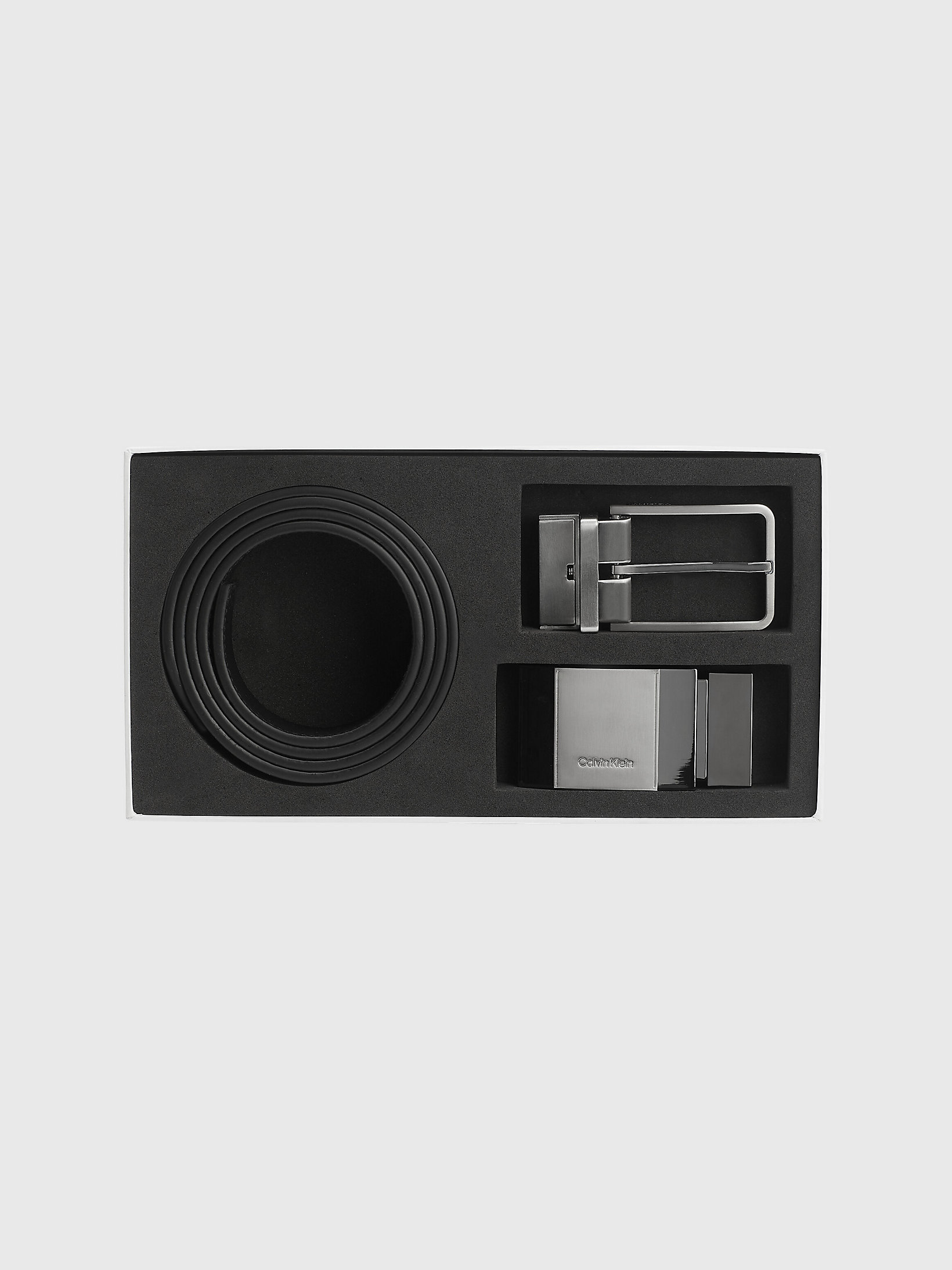 CK Black 2 Buckle Leather Belt Gift Set undefined men Calvin Klein